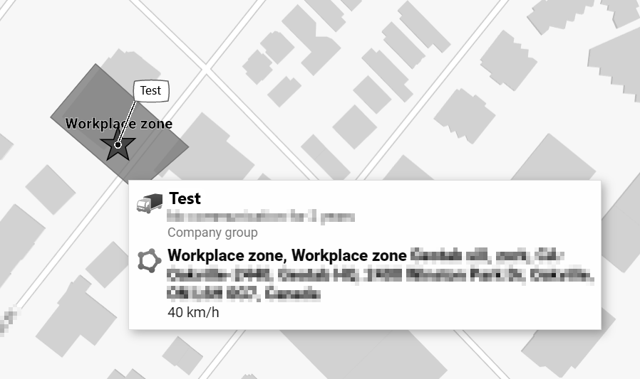 Example zone with name displayed on map.