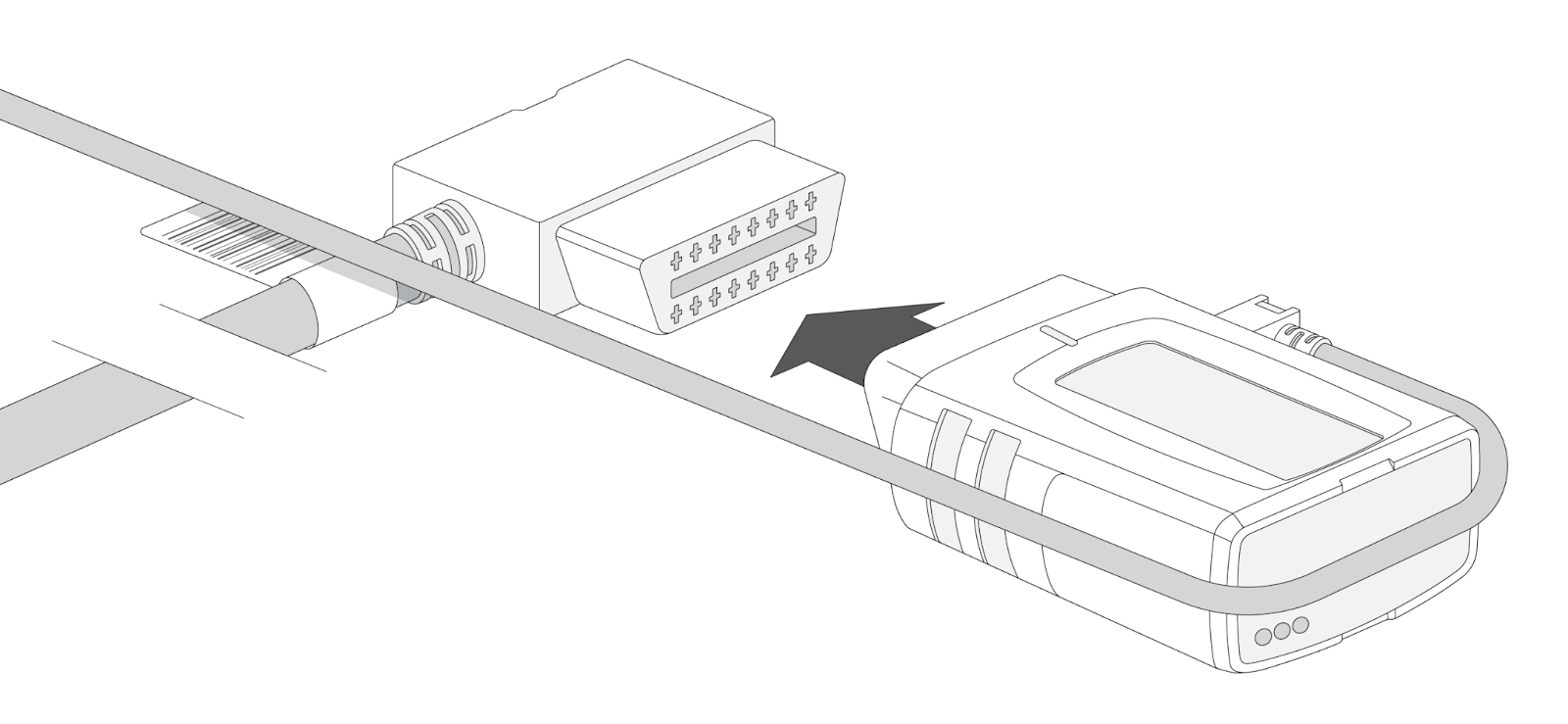 Line drawing of GO device being installed in asset