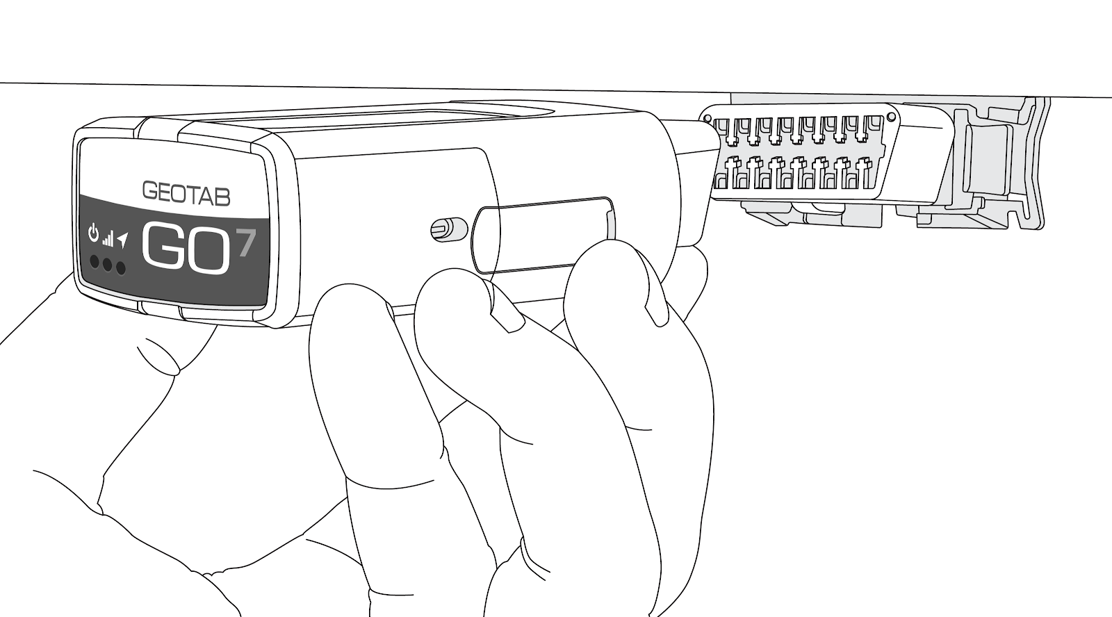 Line drawing of GO device being installed in asset