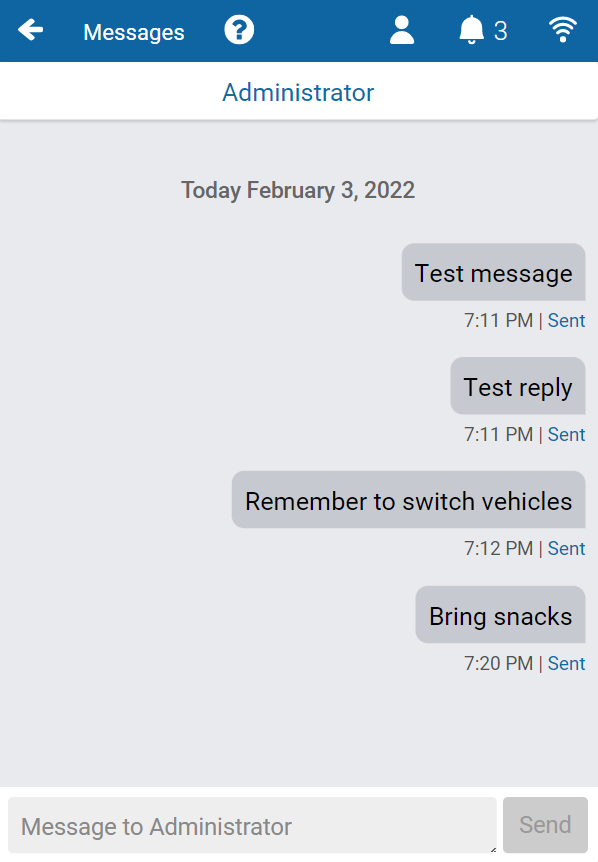 The messaging screen