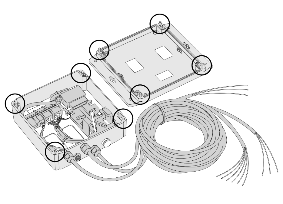 Line drawing of open IP box