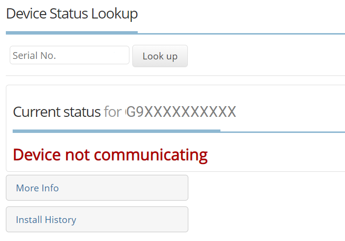 An overview of Device Status Lookup page. 