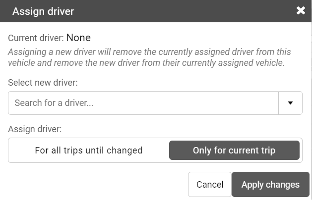 Assign driver tab